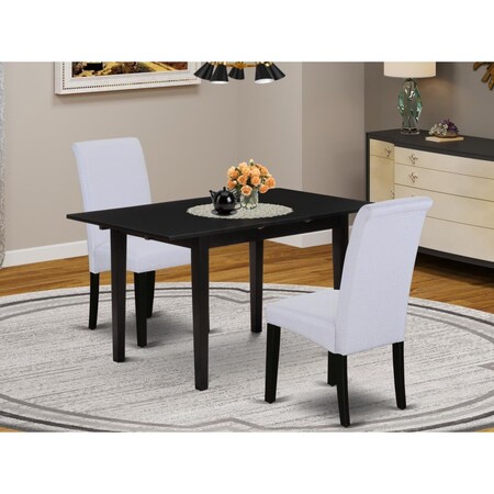 East West Furniture 3 Piece Norfolk Kitchen Furniture Set - Black NOBA3-BLK-05